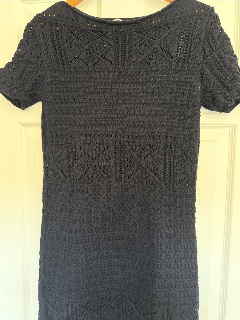 Women’s black Crochet Knit Short-Sleeve Dress